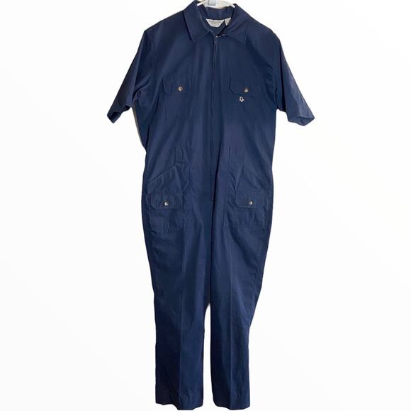 Christian Dior Monsieur 80s Vintage Jumpsuit Logo Navy Blue Work Suit Large - Picture 1 of 4